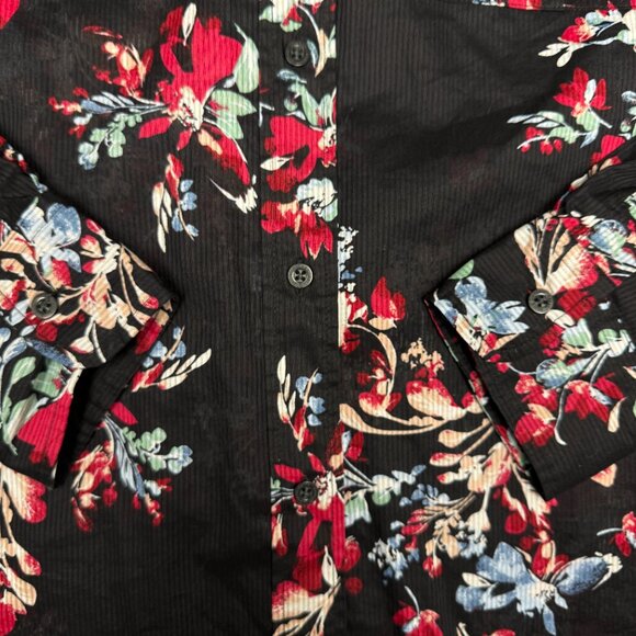 EUC Women's LAUREN RALPH LAUREN Dobby Blouse Floral Button Up Shirt | Size L - Picture 7 of 11